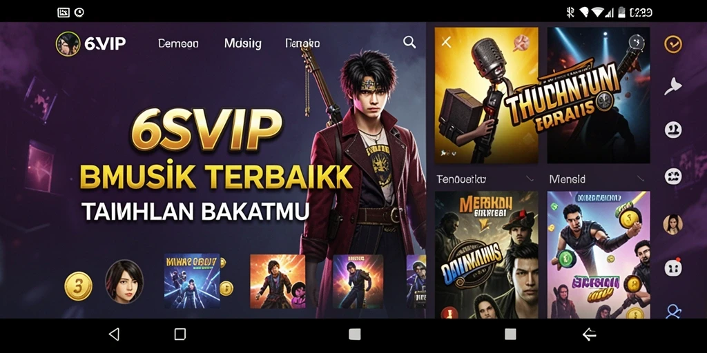 Screenshot 6SVIP menunjukkan pengguna menikmati permainan musik yang seru.