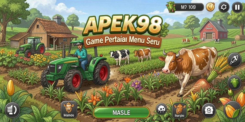 Screenshot APEK88 menampilkan suasana pertanian yang hidup dengan aktivitas berkebun.