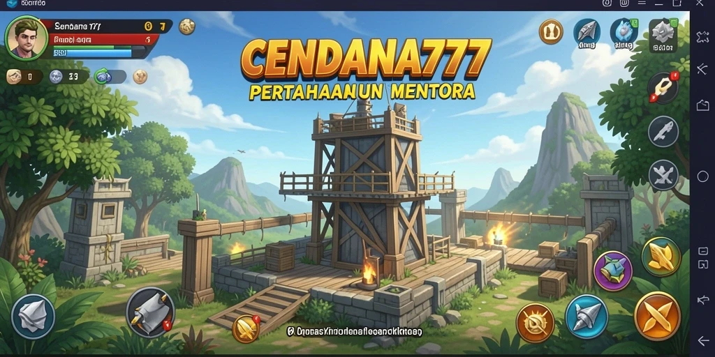 Screenshot gameplay CENDANA777 menampilkan pertahanan menara yang intens.