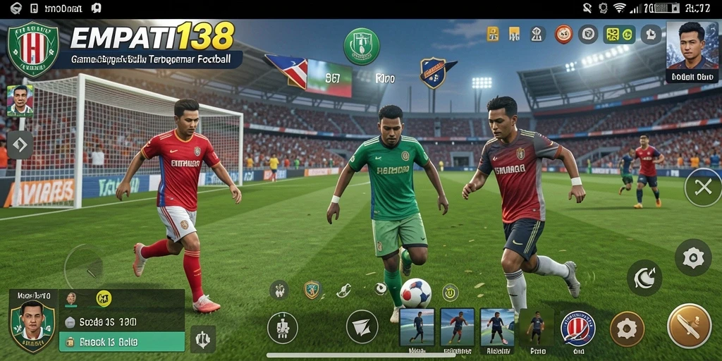 Screenshot menunjukkan aksi seru dalam game sepak bola EMPATI138.