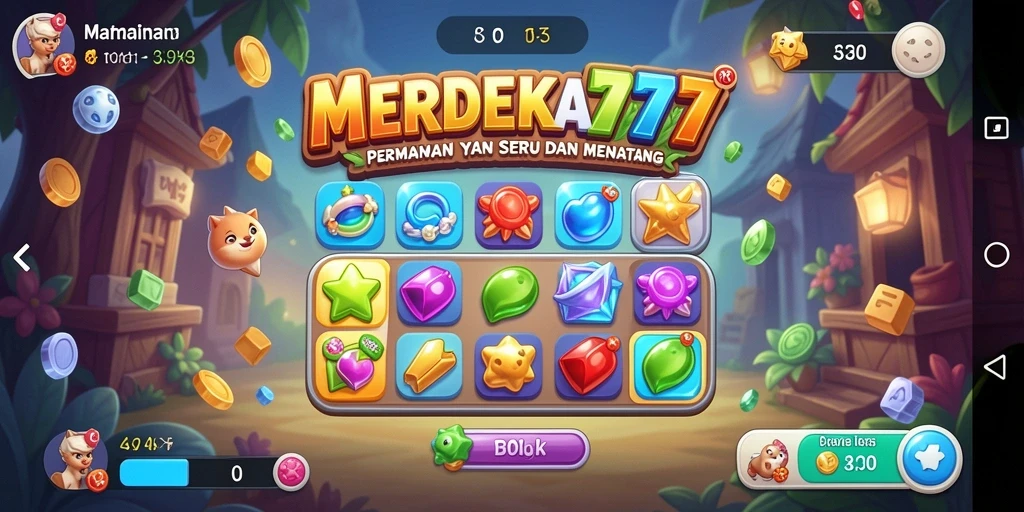 Tampilan gameplay MERDEKA777 dalam aksi Match-3 yang menarik.
