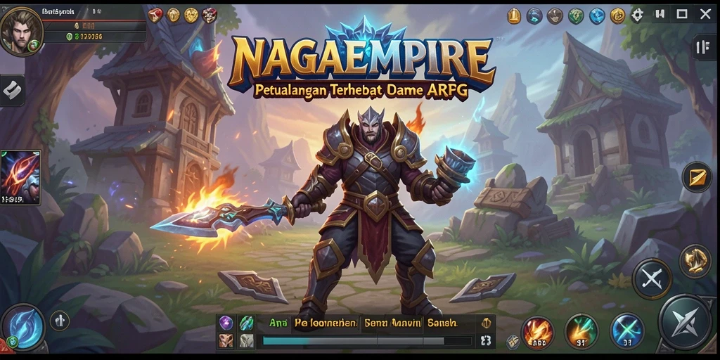 Tampilan gameplay NAGAEMPIRE dengan aksi seru dan pemandangan menakjubkan.
