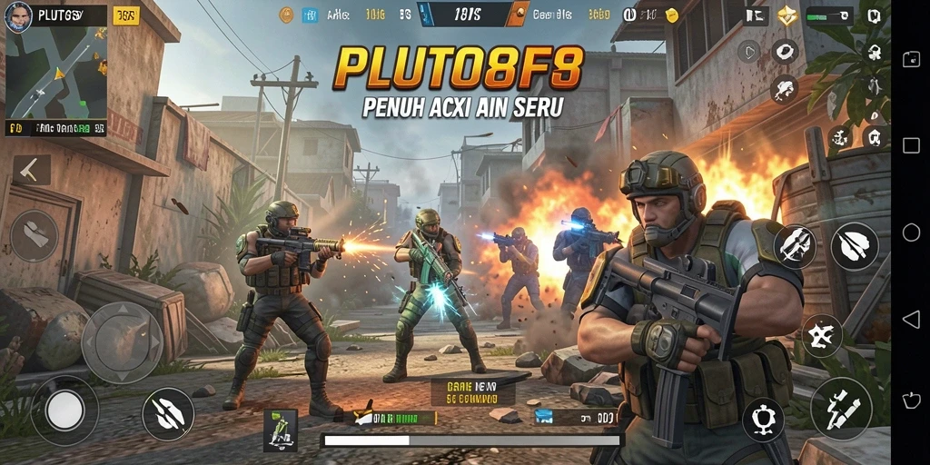 Tangkapan layar utama menampilkan aksi intens dalam gameplay FPS.