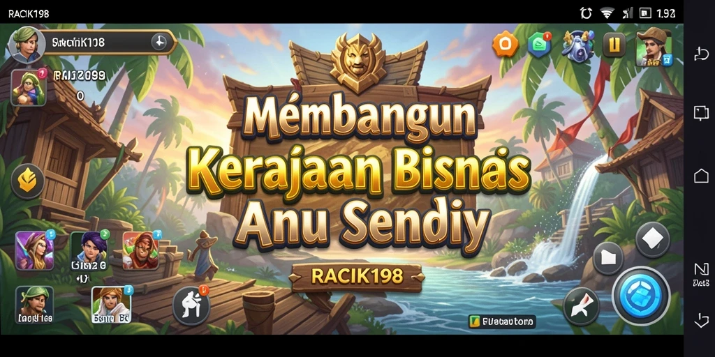 Screenshot gameplay menunjukkan dinamika pengelolaan bisnis dalam RACIK198.
