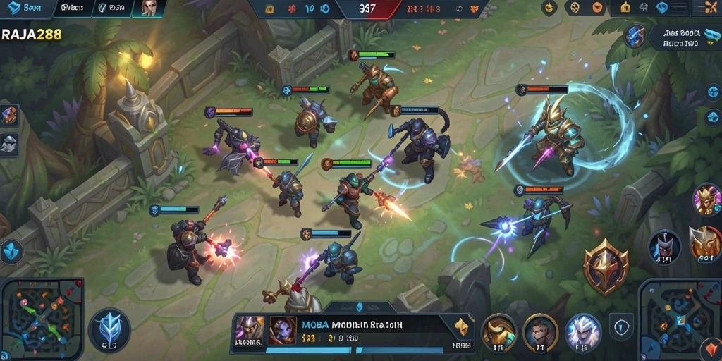 Screenshot gameplay epik RAJA288 yang menampilkan pertarungan seru.