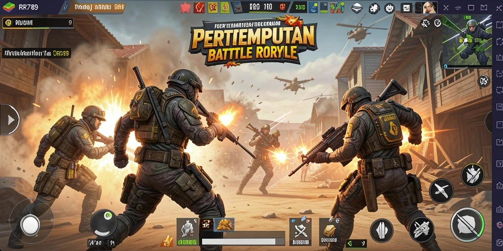 Gameplay seru RR789 dalam suasana pertempuran Battle Royale.