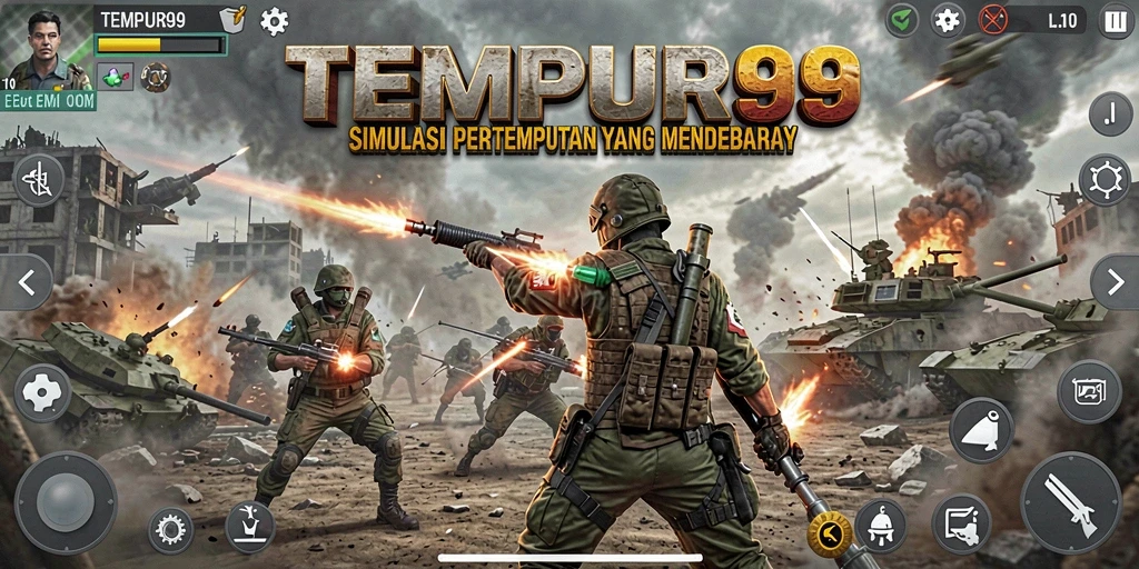 Gameplay TEMPUR99 dengan aksi pertempuran yang mendebarkan.